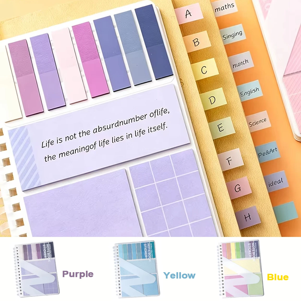 1 Set of Loose-Leaf Expandable Sticky Notes, Multifunctional Loose-Leaf Expandable Sticky Note Set, Integrated Index Tabs, Sticky Notes, Loose-Leaf Notebook, Student Classification Notes, Notepad Stationery