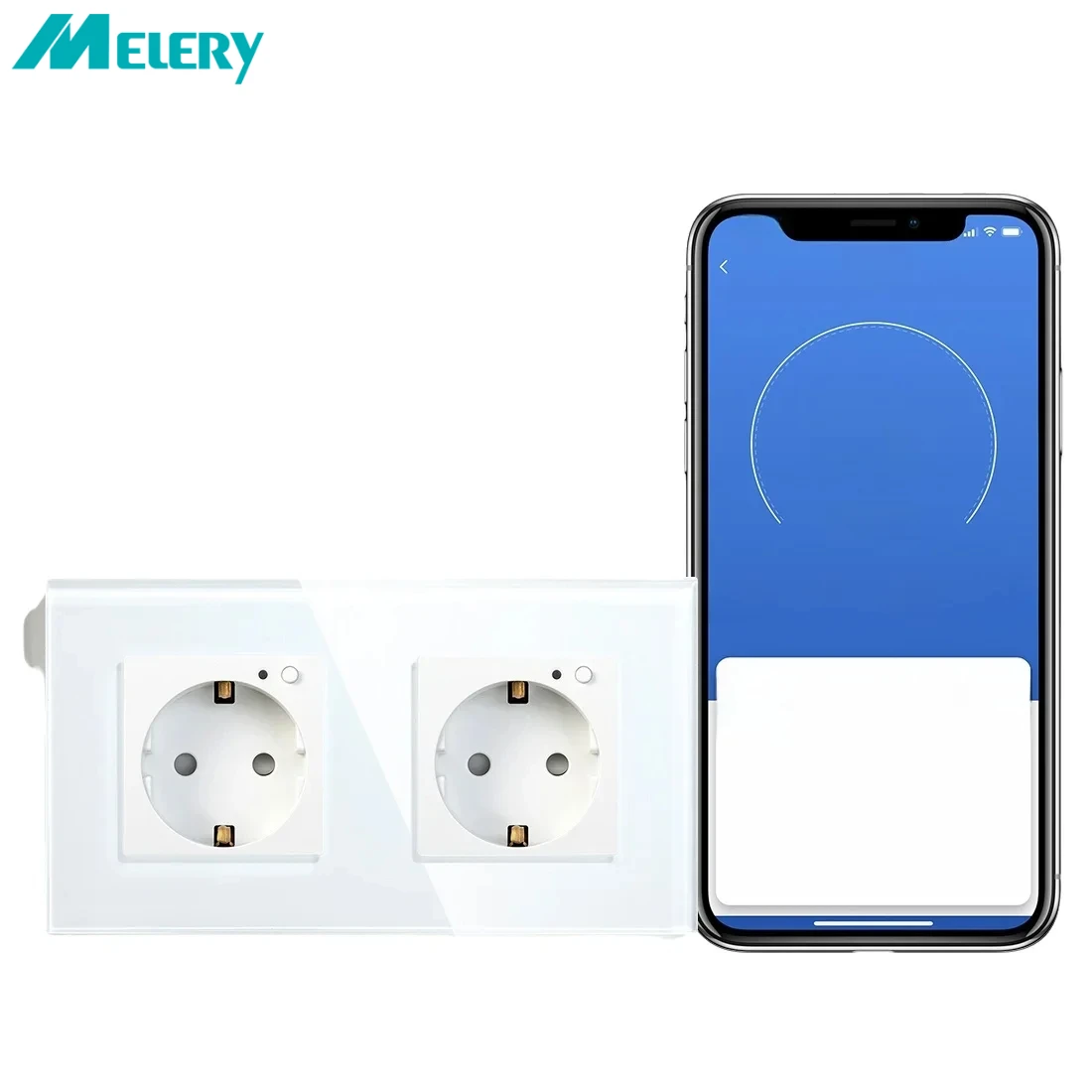 Melery Smart Life Tuya App Alexa & Google Home Control EU Standard Dual Power Outlet WiFi Wall Socket with Energy Monitoring