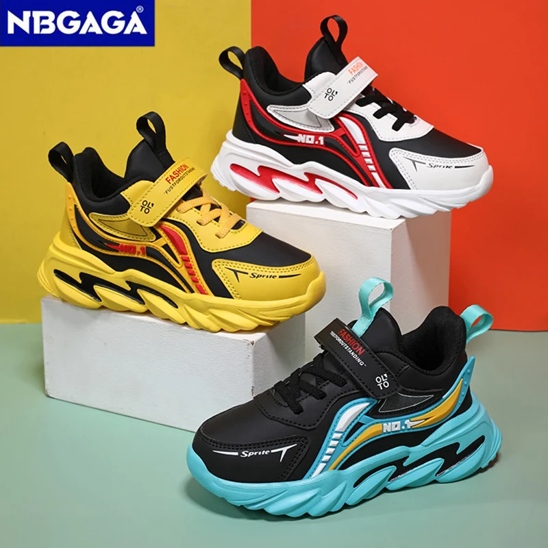Four Season Children\'s Casual Shoes Leather Kids Boys\' Tennis Sneakers Hook&Loop Students Comfortable Walking Running Shoes