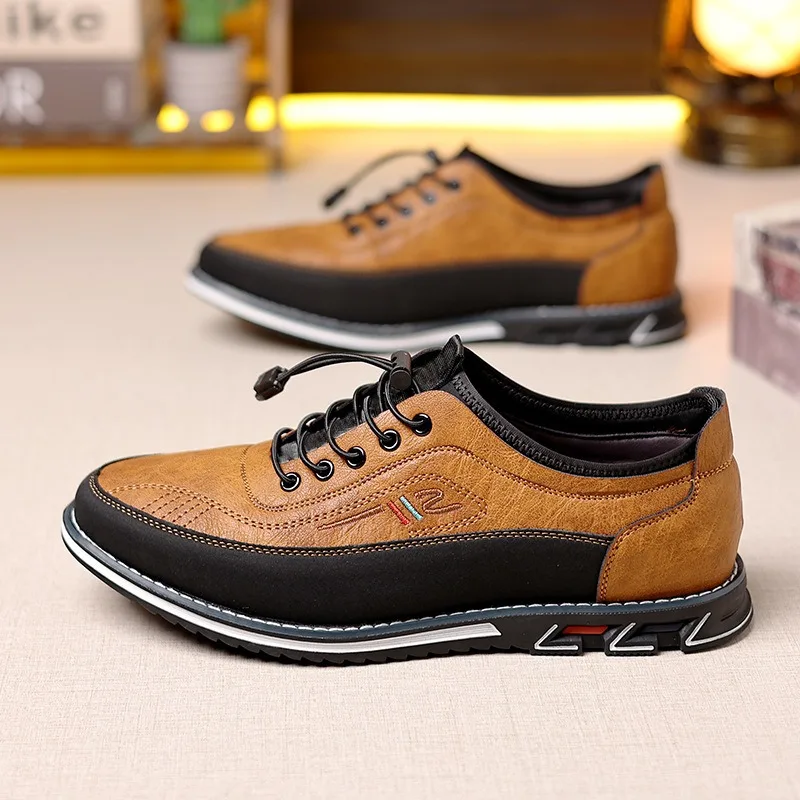 รองเท้ากีฬาใหม่ ฤดูใบไม้ผลิและฤดูใบไม้ร่วง ปี 2025 รองเท้าหนังลำลอง สวมใส่สบาย ทันสมัย สำหรับผู้ชาย
