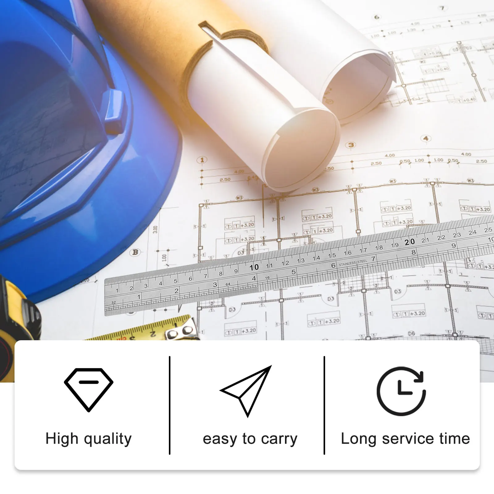 

3 Pcs Stainless Steel Ruler Drawing Metric Carpenters Double Sided Straight Measuring Tool Lightweight Compact Graphics Design