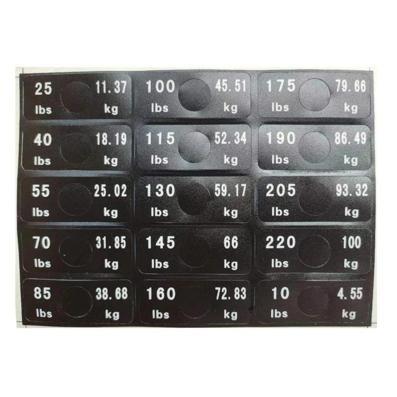 Water Resistant Weight Labels for Gym Equipment Removable Fitness Weight Labels with Pre-punched Holes K92C