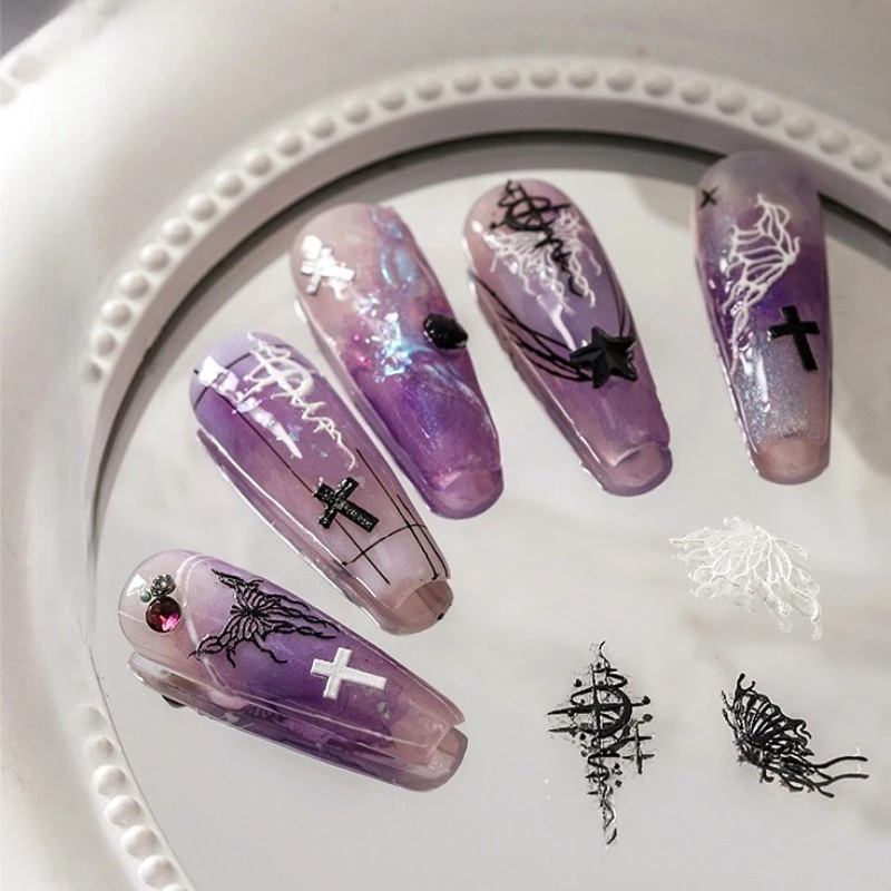 

Starry Butterfly Dance Bowknot Chinese Characters Grid Lace Nail Art Silicone Carving Mold Mould Daisy Flower Bow Tie Template