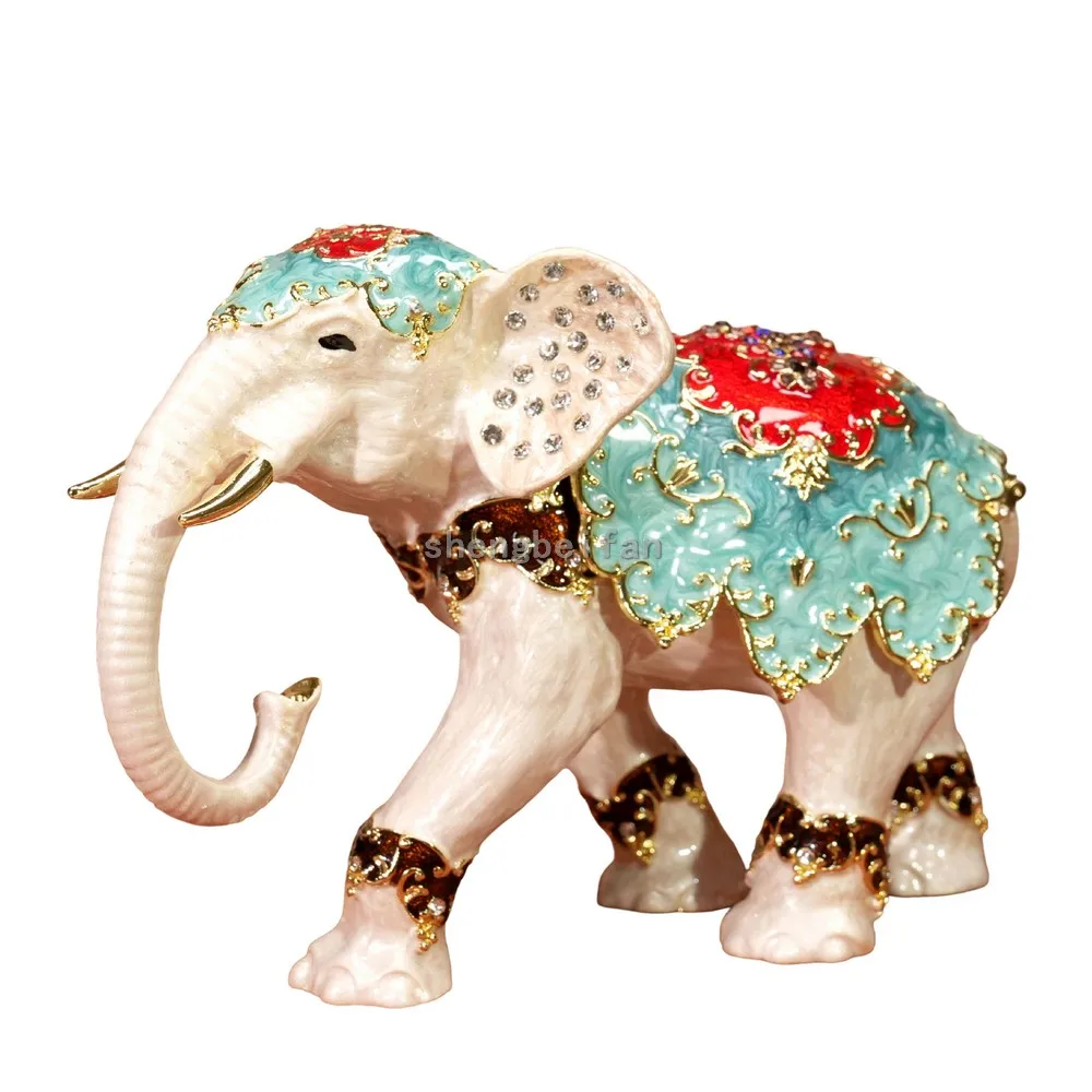 Metal crafts elephant  ornament  trinket box Jewelry Storage Box Jewelry Case Storage Desk Organizer Home decoration
