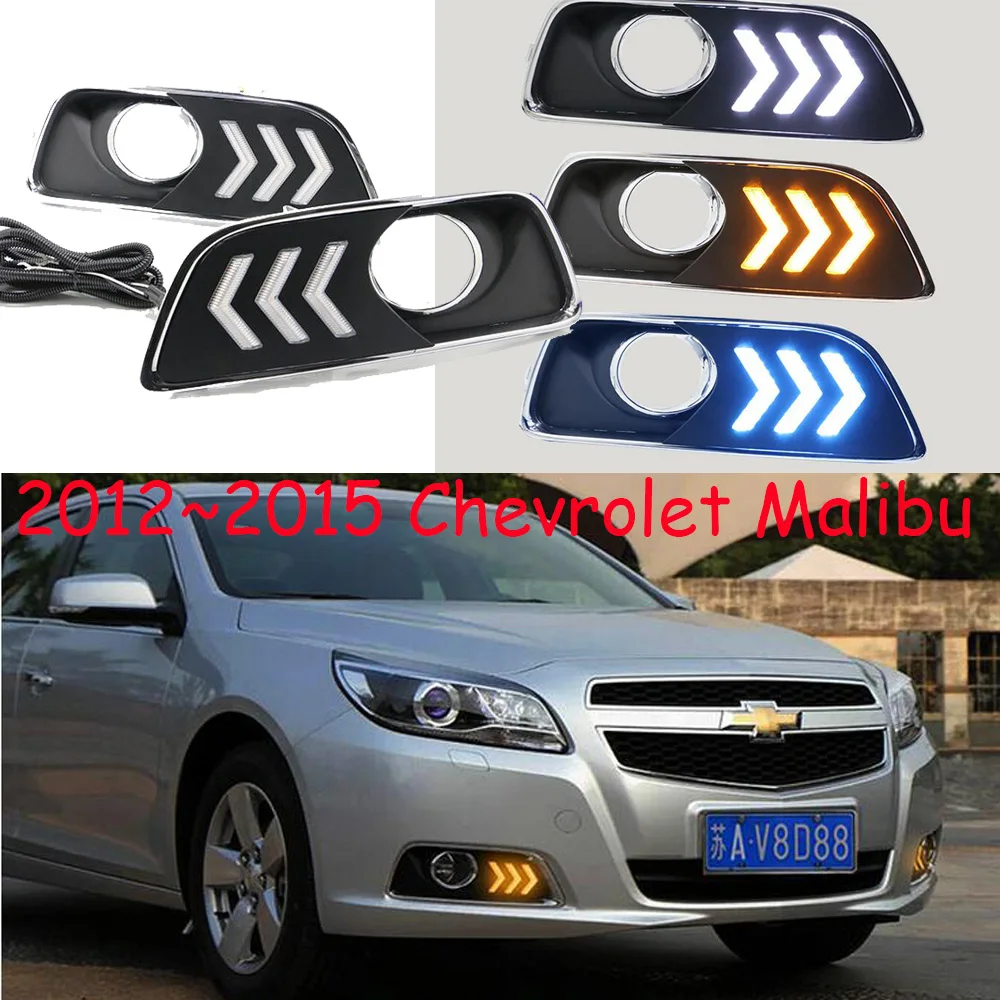 1set Car Bumper headlight for Chevrolet Malibu daytime light 2012~2015y car accessories LED DRL headlamp for Malibu fog light