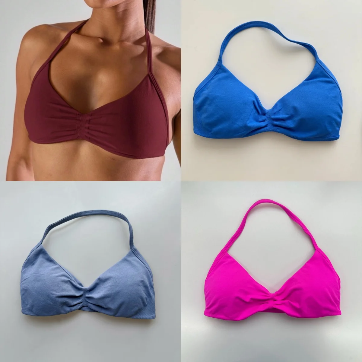 

Ударный женский спортивный бюстгальтер с воротником-халтер, однотонный, эластичный, со съемными подушечками, бесшовный бюстгальтер для йоги для фитнеса, тренировок в тренажерном зале