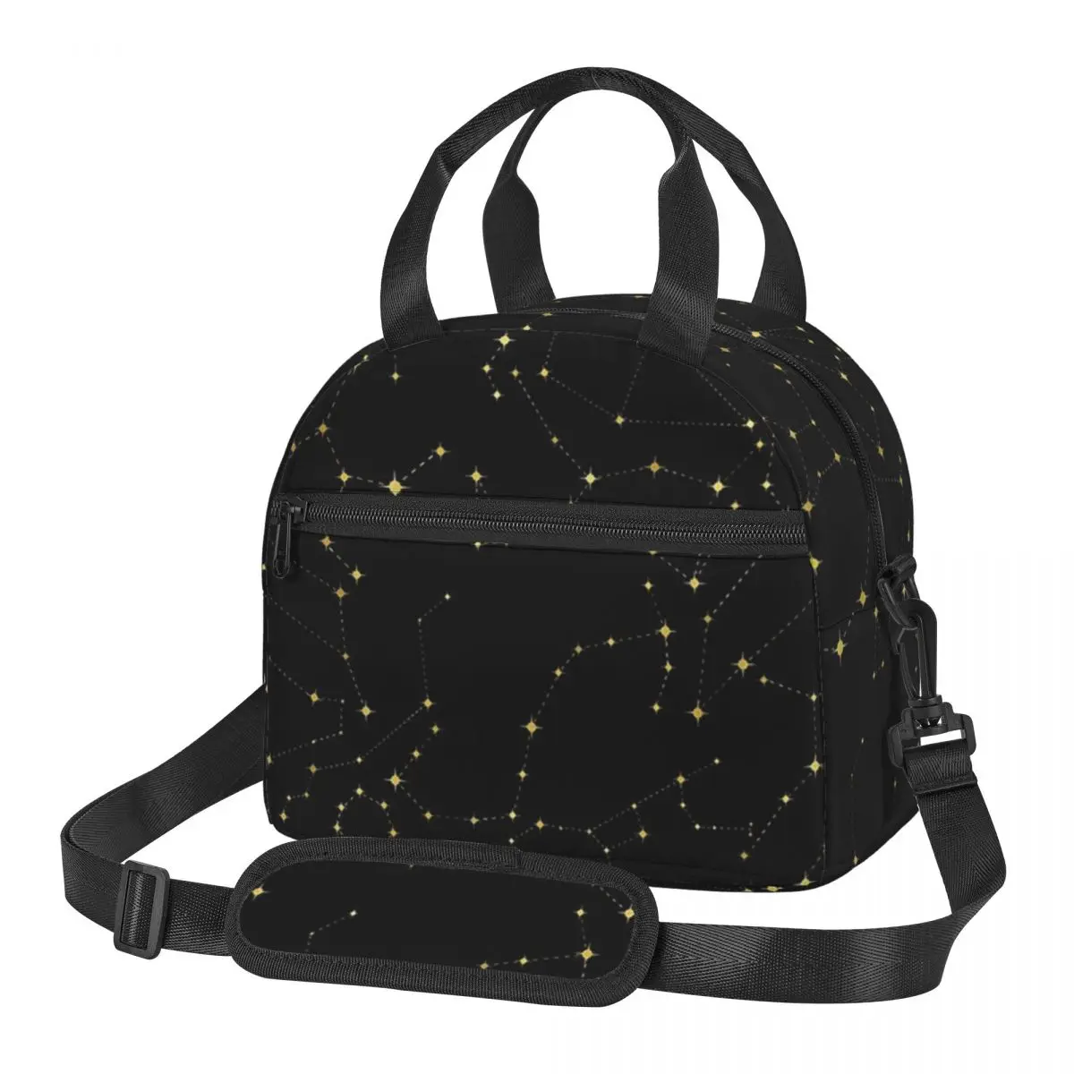 Night Sky Golden Celestial Stars Zodiac Constellations Lunch Bags Bento Box Lunch Tote Picnic Bags  Thermal Bag for Woman Work