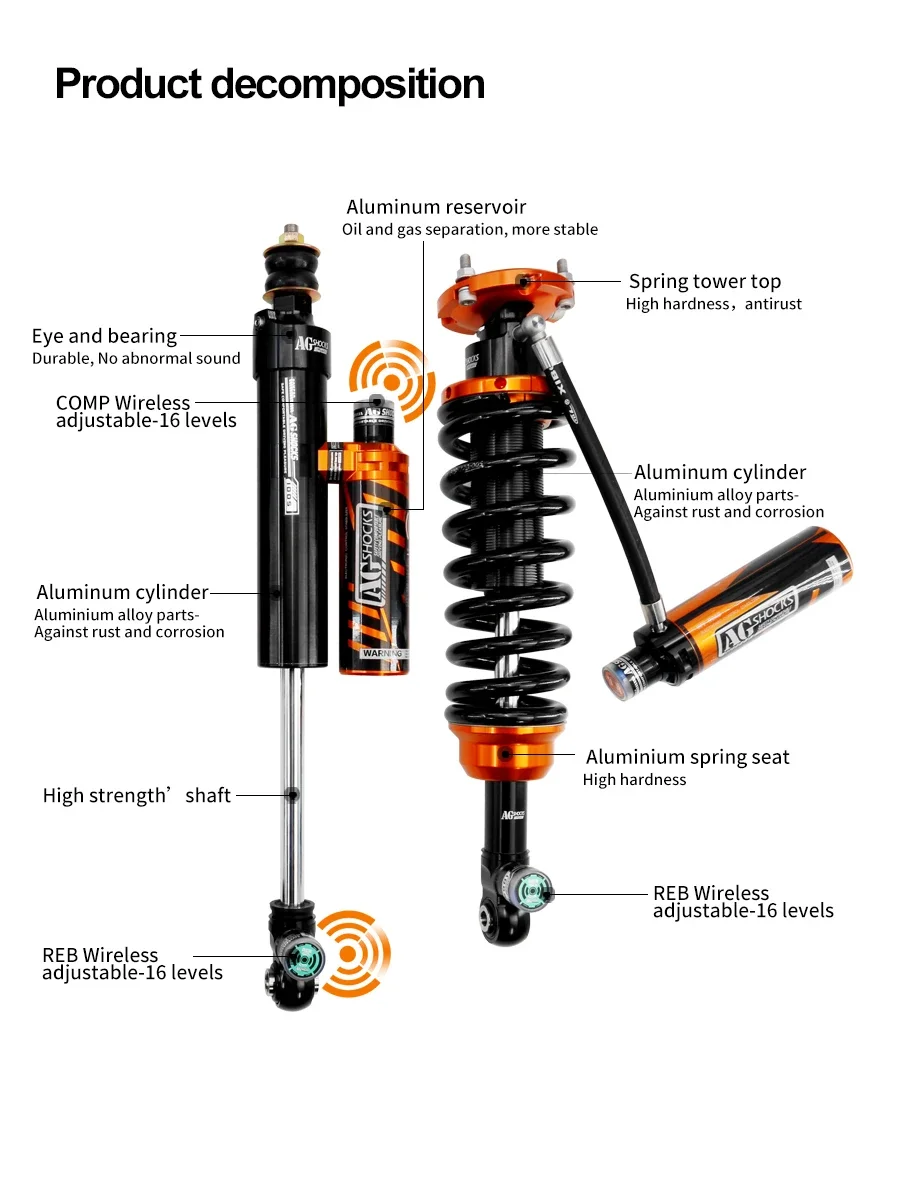 Wireless Remote Nitrogen Shock Absorber Kit for Toyota Sequoia Off Road Suspension Struts