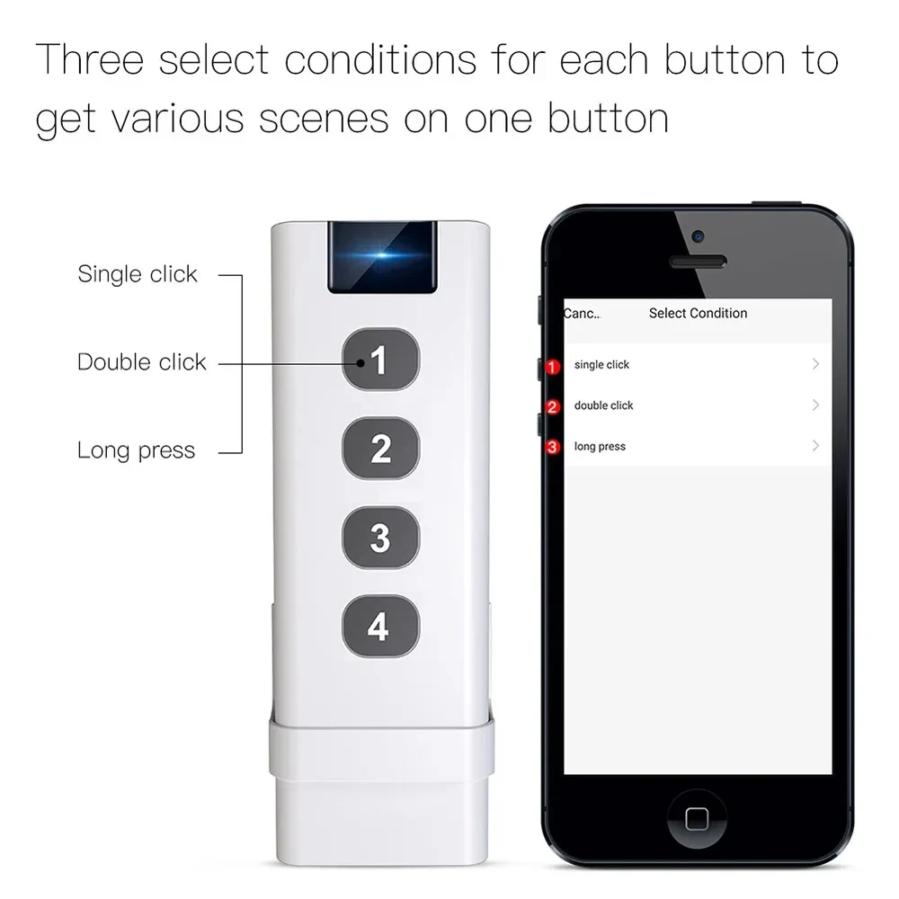 4 Key Tuya ZigBee Smart Wireless Scene Switch Remote Portable Home Automation Scenario Remote Control With Alexa Google