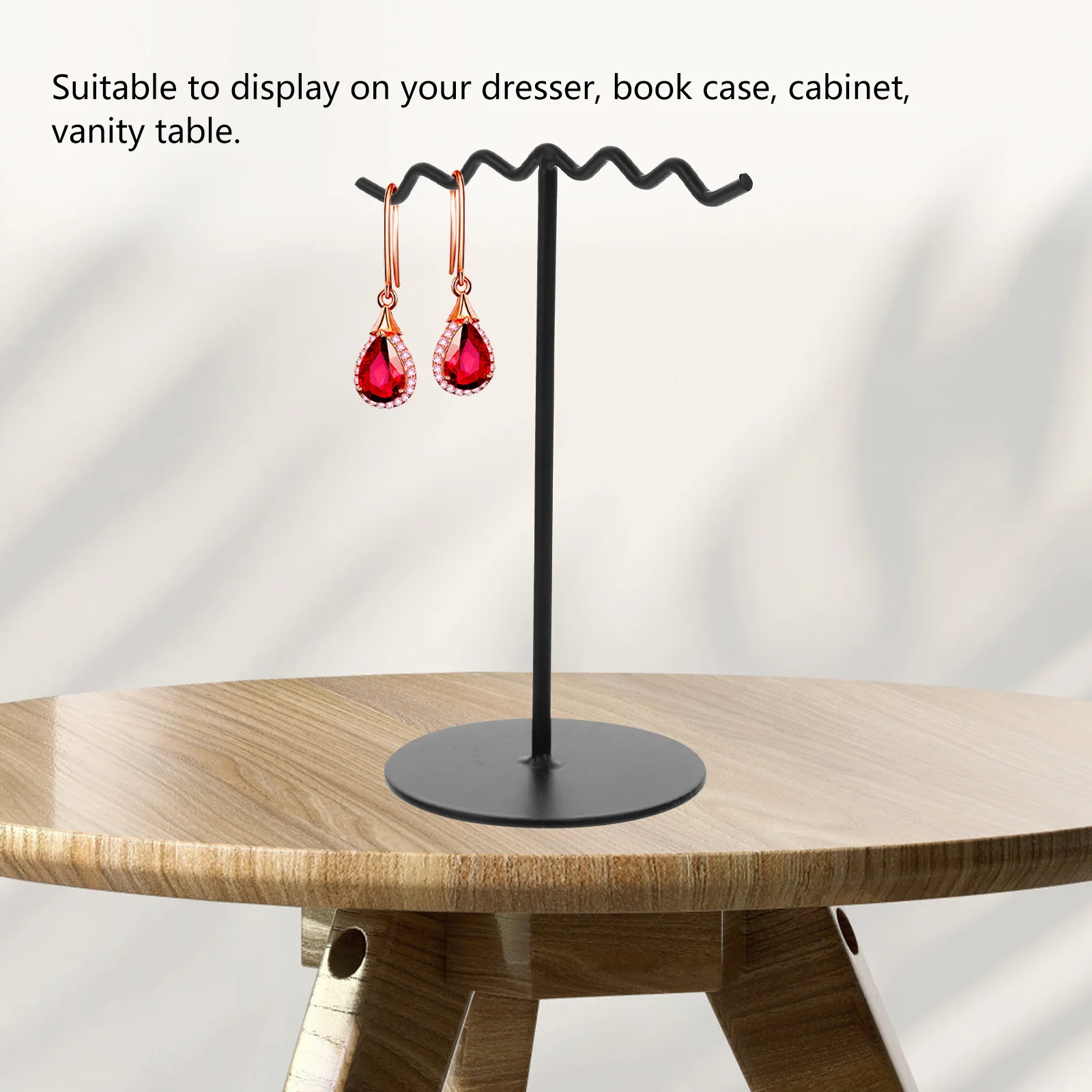 Einfache Desktop Schmuck Lagerung Display Rack Schwarz Form Metall Ständer Halskette Halter Ohrring