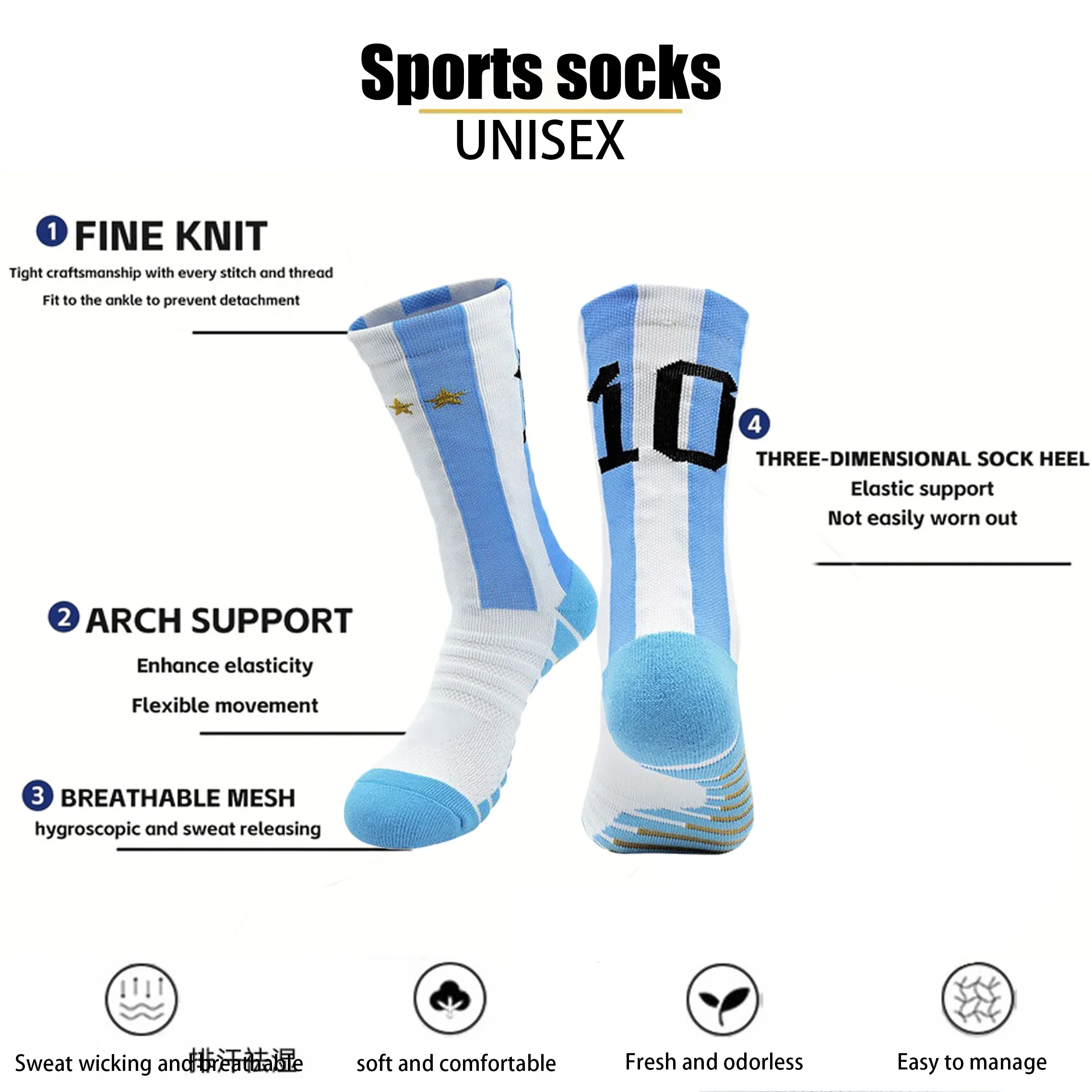 زوجان من جوارب كرة القدم القصيرة الاحترافية بحجم النجوم للرجال، جوارب رياضية مضادة للانزلاق بنعل متوسط، مريحة وممتصة للعرق