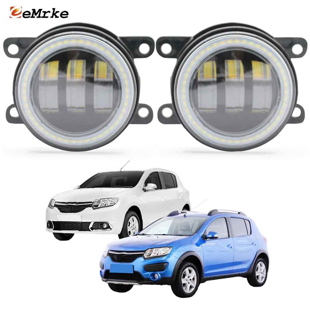 

2x Led Fog Lights Assembly Lens for Renault Sandero / Sandero Stepway B8 2013~2016 Angel Eye DRL Car Daytime Running Lamp