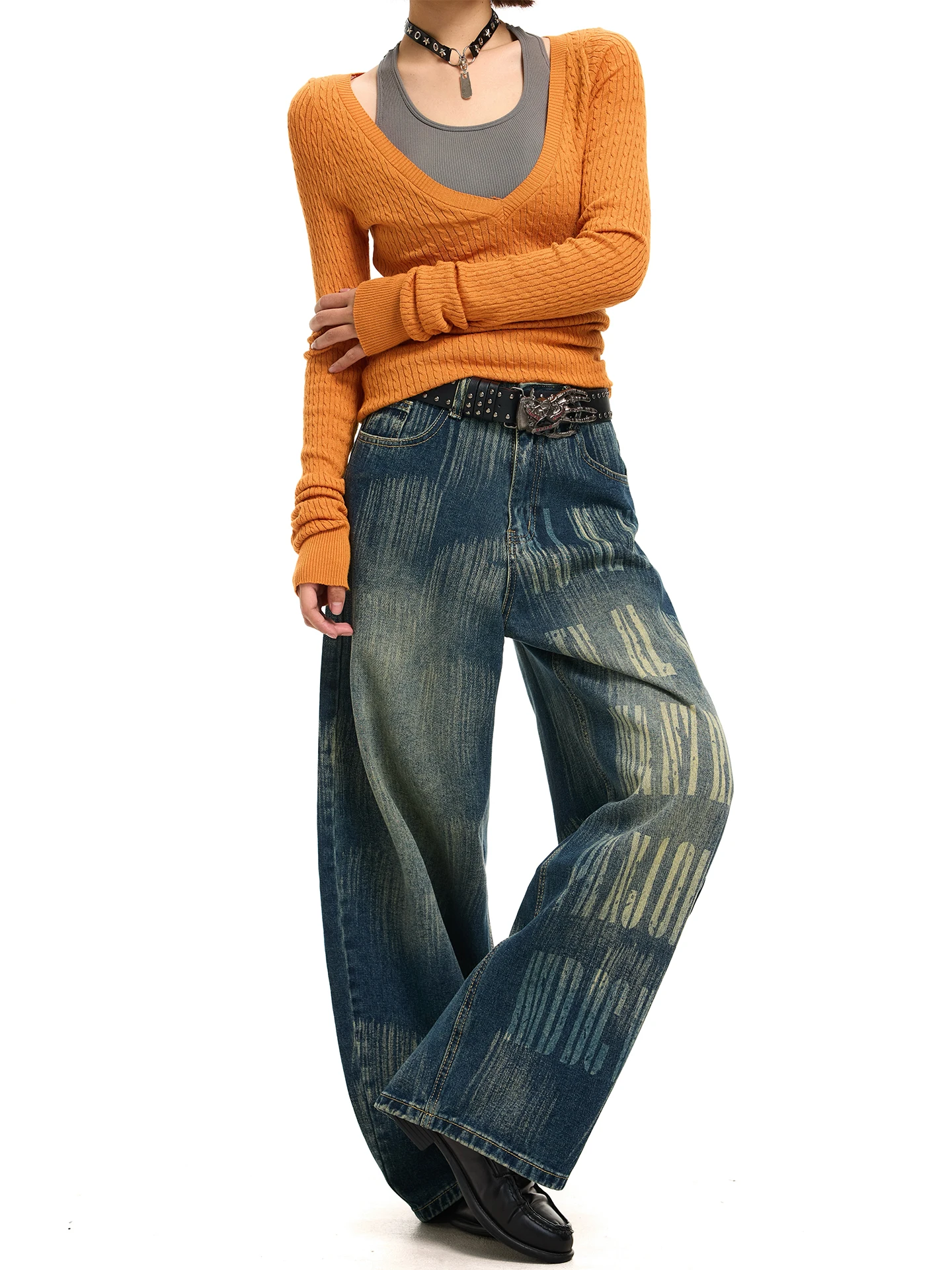 

Джинсы-бананы Chen Zhanlao Store Design Sensation: винтажные, свободные, повседневные, универсальные, для женщин