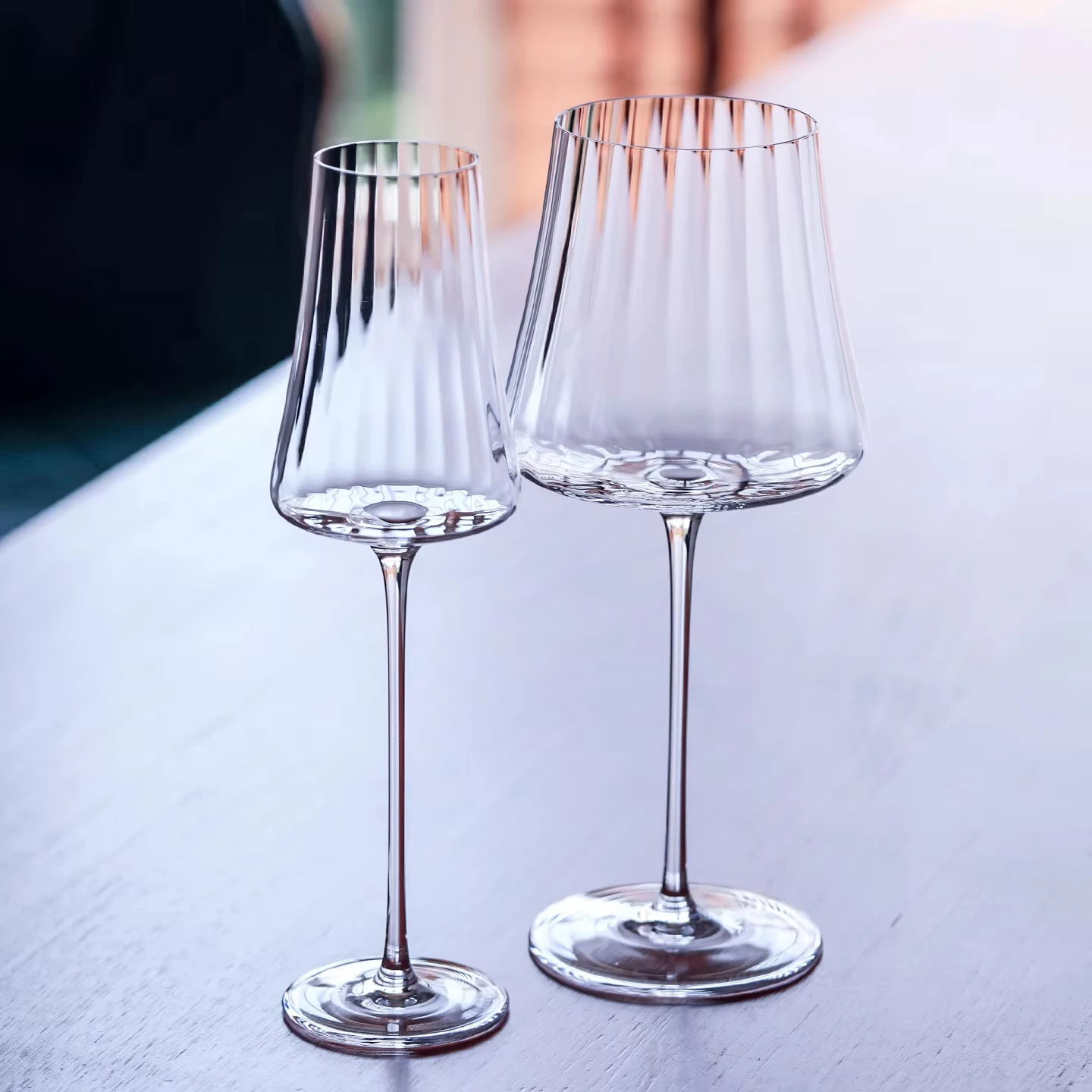 

Boutique Series Crystal Glass High Footed Ribbed Champagne Flutes Sparkling Glasses for Bar Cocktail Drinking And Serving