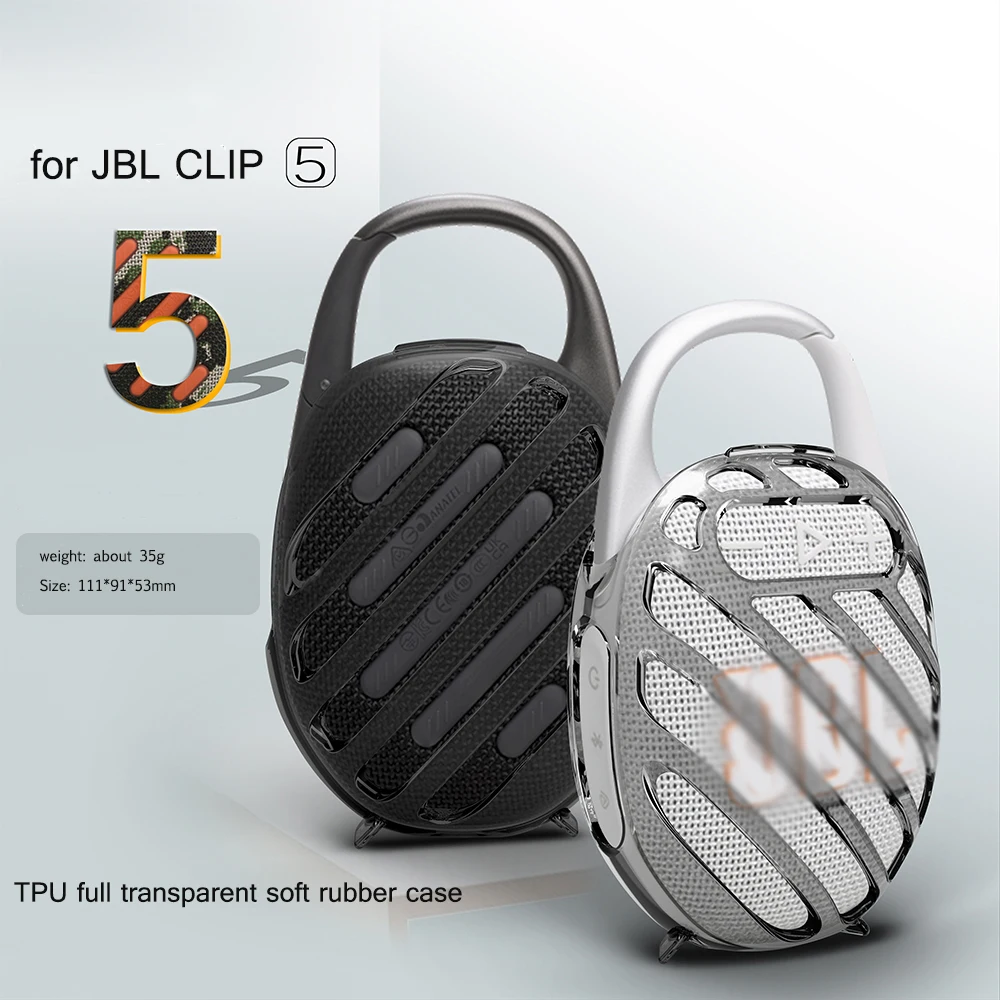 Durability TPU Protective Case Sleeve for JBL CLIP 5 Bluetooth-compatible Speakers, AntiScratch Cover Soft Skin