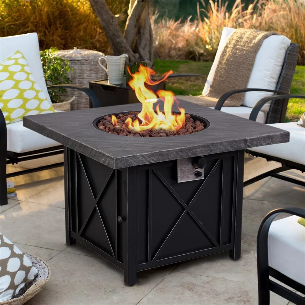 Outdoor Furniture With Fire Pit Table - Современный уличный газовый стол-кострище из нержавеющей