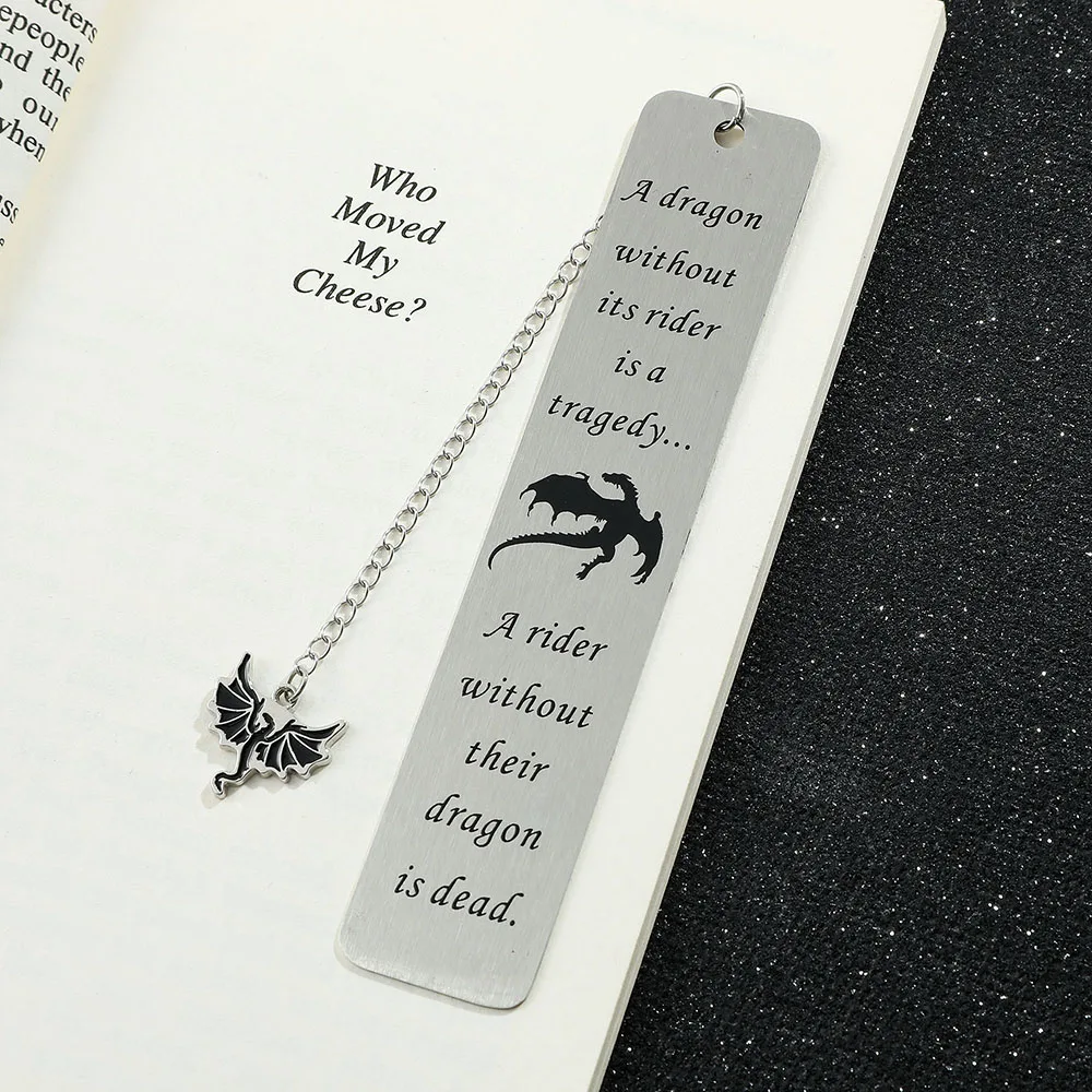 Fourth Wing Bookmark - Story Bookmark of the Dragon Knight Stainless Steel Pendant Bookmark Gothic Dragon Bookmark