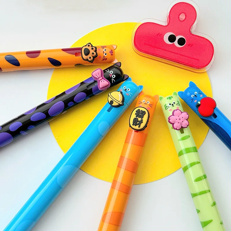 

Wholesale 48pcs Cat Erasable Pens for School Students Writing Accessories Blue Ink Gel Pens Kawaii Gadget Korean Stationery Bulk