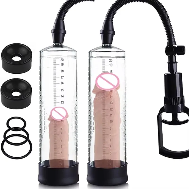 Estensore per pompa per pene Ingranditore manuale Manicotto per pene Dispositivo di allenamento per potenziatore sessuale Giocattolo del sesso per uomini Coppia Erezione più forte e più grande