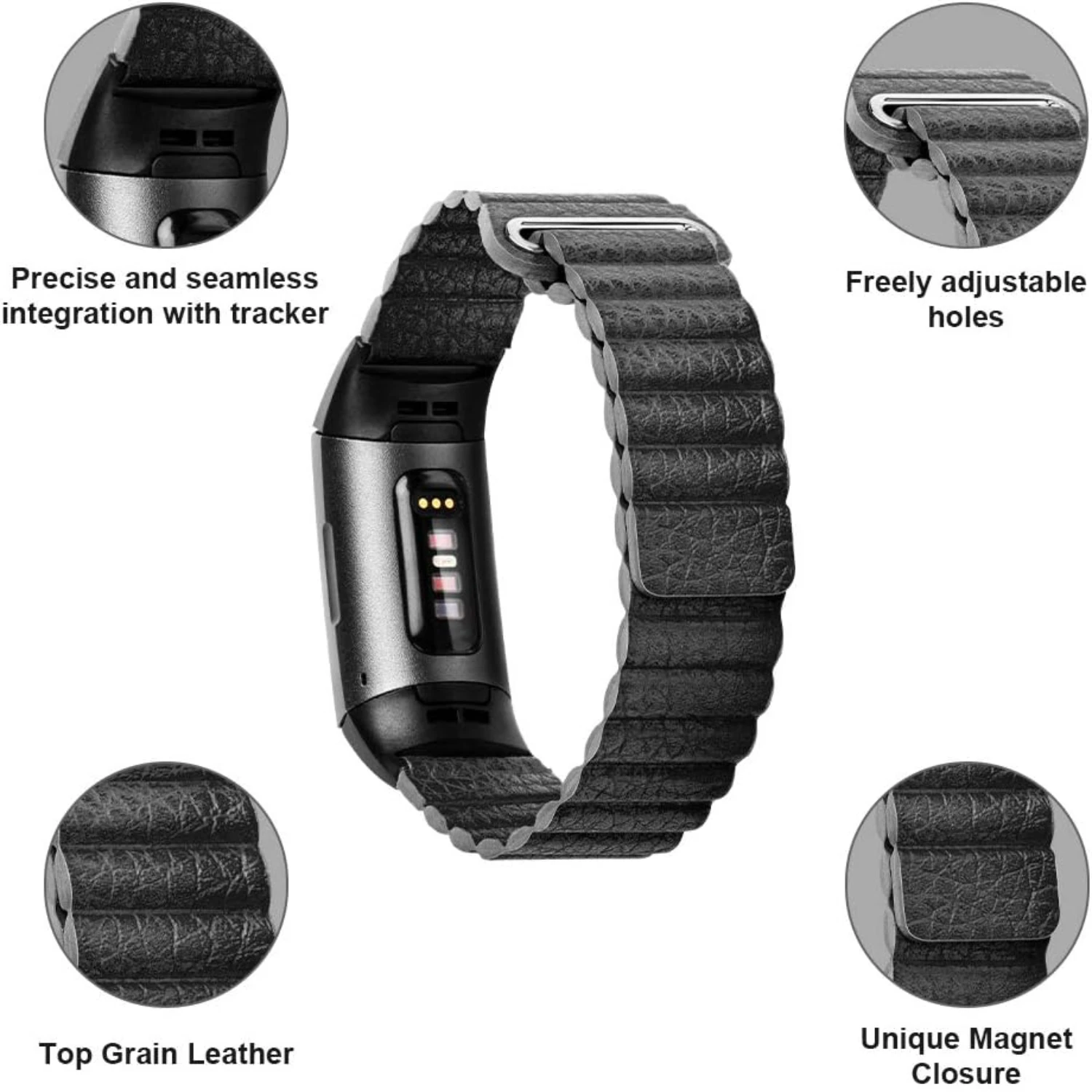 Ultimate Durable Fashionable Modern Adjustable Leather Band for Fitbit Charge 4/3 - Sturdy, Compatible, Gender-Neutral - Stylish