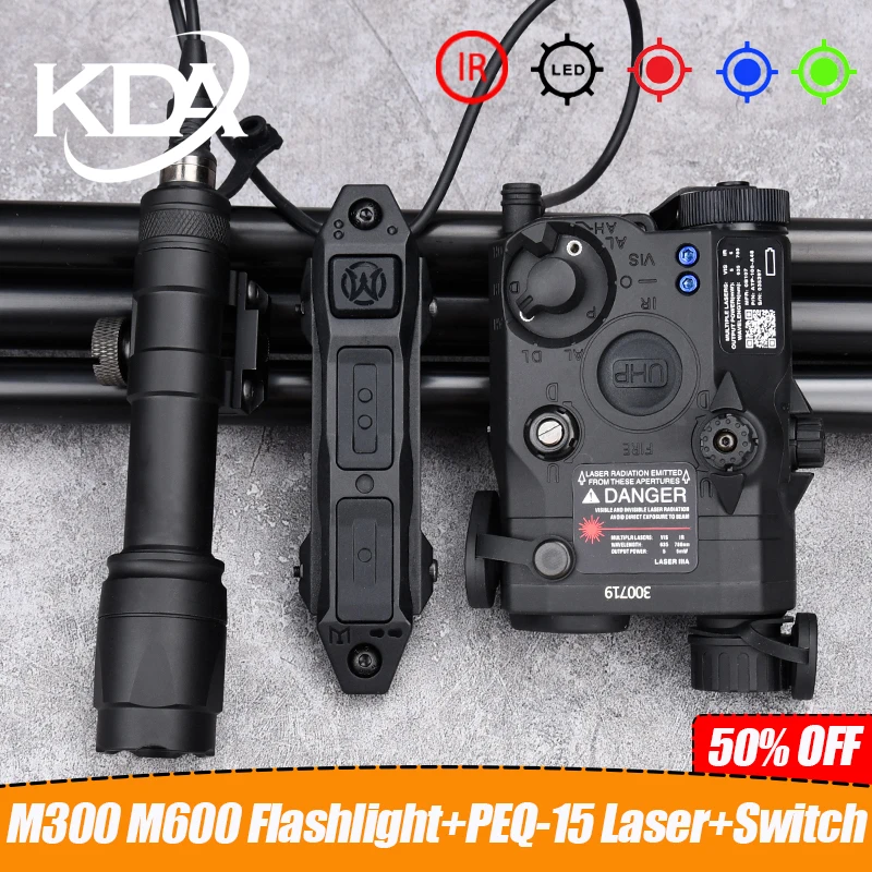 

WADSN IR Version Flashlight Switch Set Red Dot Green Blue Aiming Laser Indicator No LED White Light M300 M600 PEQ-15 Accessory