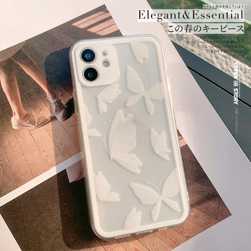 Чехол для смартфона iK24 для iPhone 11 12 13 Pro Max Mini X XR XS, роскошный силиконовый ударопрочный чехол для сотового телефона из ТПУ С Рисунком бабочки