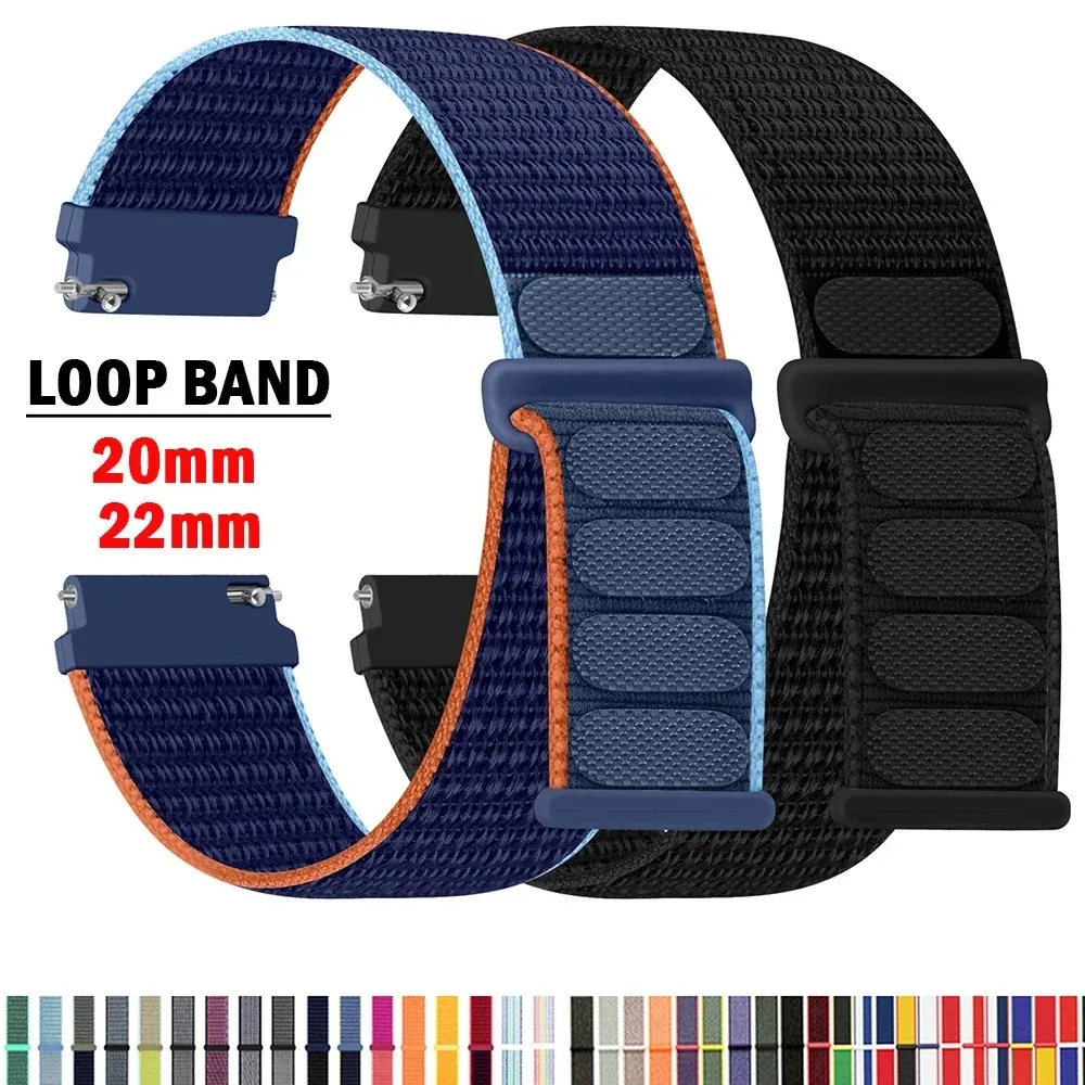 20mm 22mm Nylon Loop Strap for Samsung Galaxy Watch 6 Classic 5 Pro 3 45mm, Gear S3, Elastic Braided Breathable Wristband
