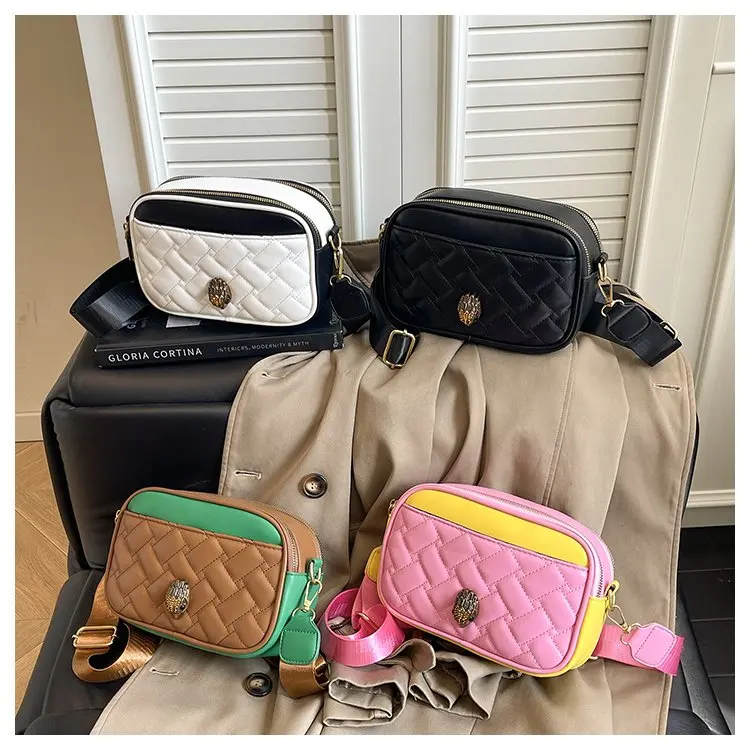

2026 New Popular Messenger Bag Splicing Contrasting Color Shoulder Small Square Bag High-end Diamond Embroidery Thread Bag