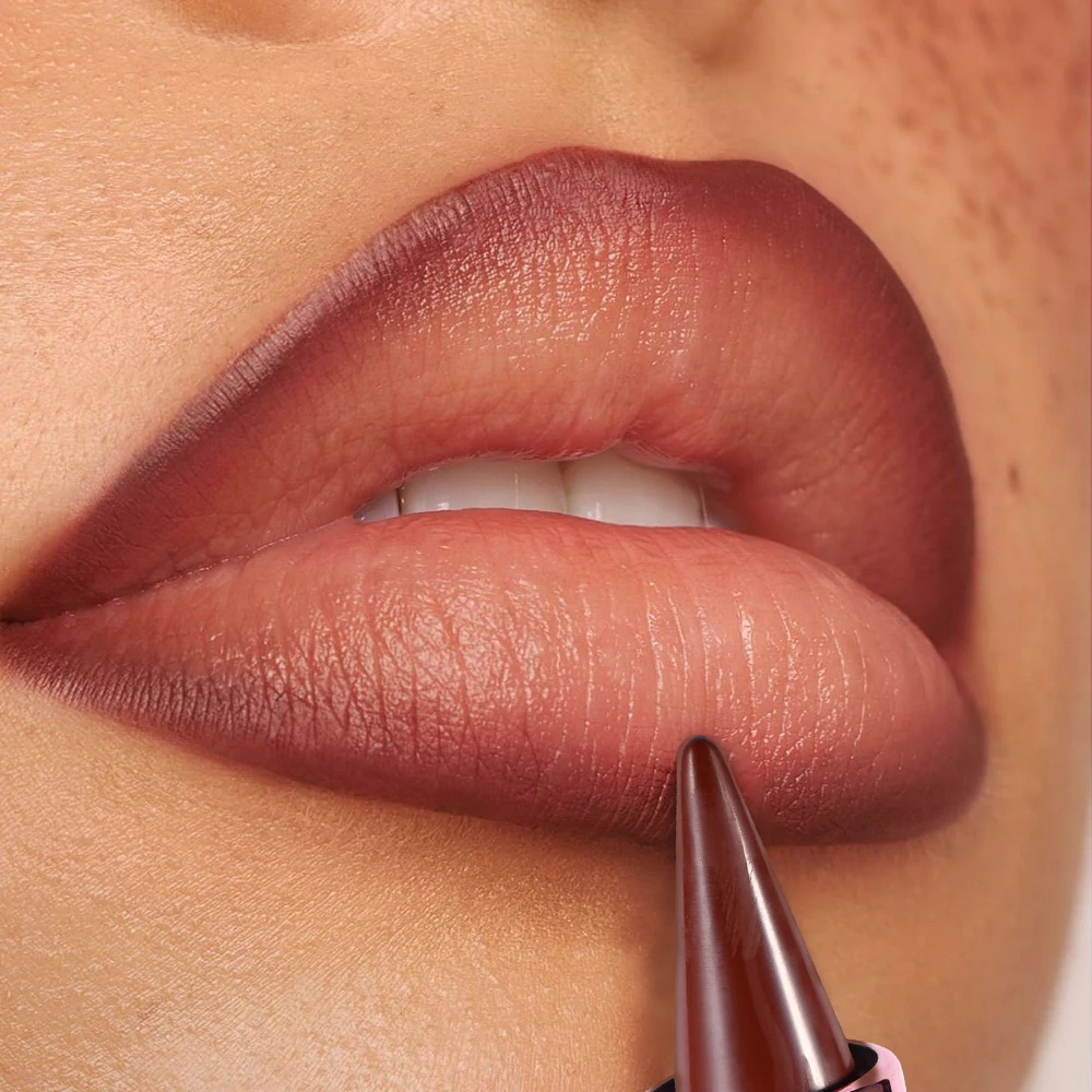 2-in-1 Lipliner und Lippenstift, mattes Samt-Finish, glatt, langlebig, wasserfest, Lippenfleck-Kontur für Lippen, Frauen, Lippenkosmetik