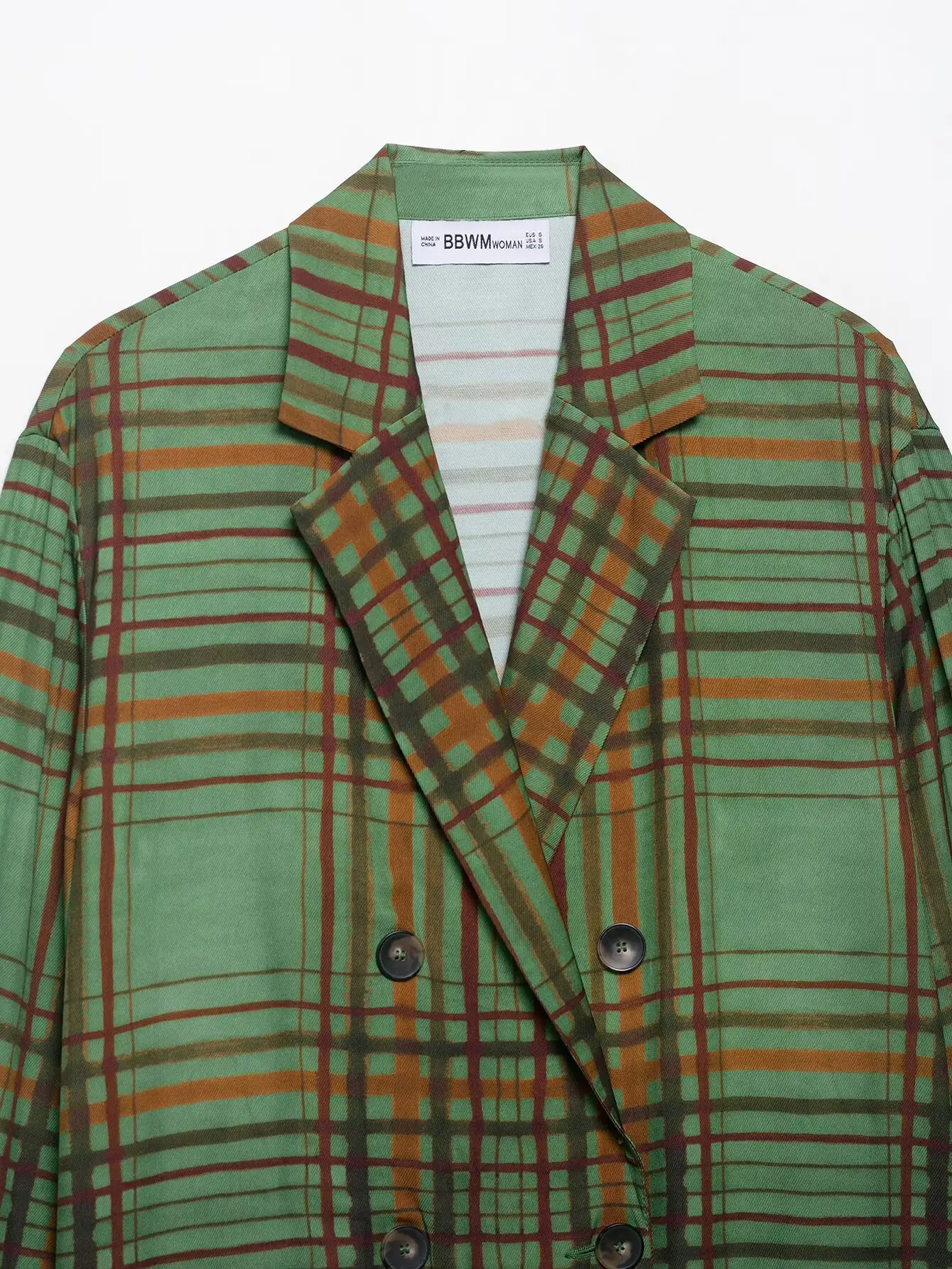 2025 Autunno delle nuove donne verdi moda casual semplice plaid colletto del vestito a maniche lunghe giacca + pantaloni a gamba larga Set