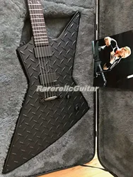 Ultra Rare LTD JH-2 Hetfield Matte Black Diamond Plate EX Electric Guitar Ninja Star Inlay China EMG Pickups Black Hardware