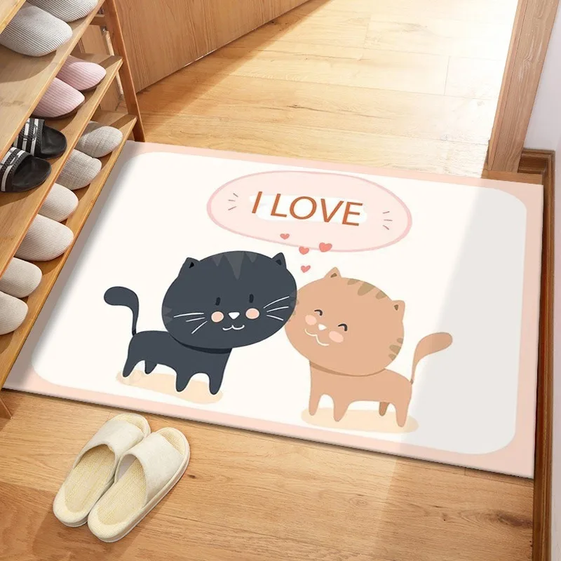 Kieselalgen Schlamm Badezimmer Matte Cartoon Katze Paar Aquarell Schnecke Muster Schnell Trocknend Saugfähigen Teppich Rutschfeste Toilette Tür Matte für Dekor