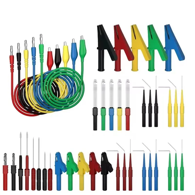 A04G-43Pcs Multimeter Test Lead Kit Featuring Banana Plug, Alligator Clip& Wire Piercing Probes(4MM)