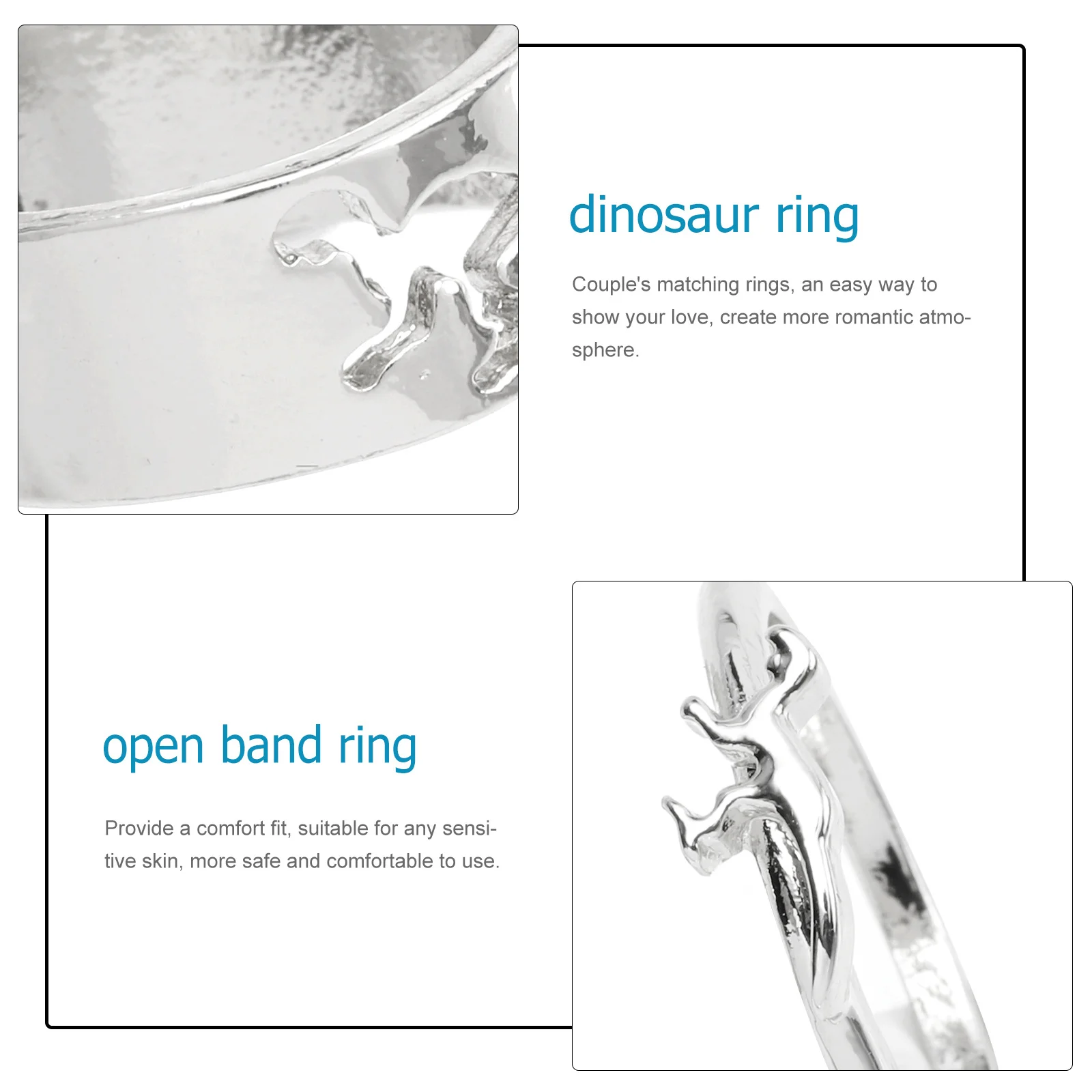 

2Pcs Couple Ring Dinosaur Band Matching Rings Perfect Gift for Anniversary Birthday Valentine's Day Romantic Jewelry