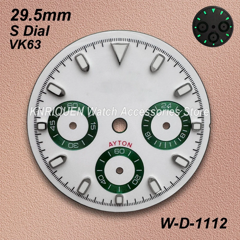 29.5mm Panda DTN S Dial For VK63 Movement Green/No Luminous High-Quality Dial Watch Modification Accessories