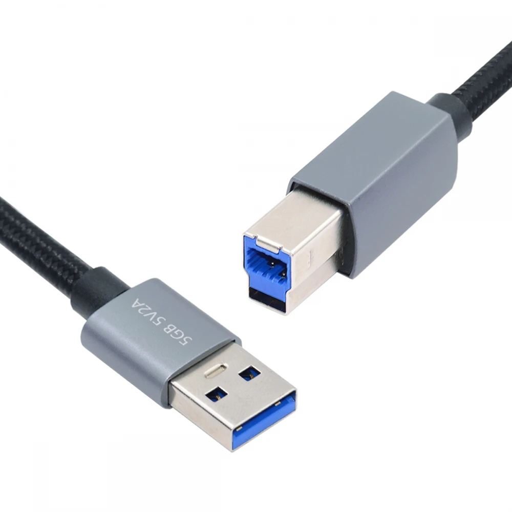 Zihan High-Speed Silver USB 3.0 Type-A to Standard 3.0 B Cable - Reliable Data Transfer at 5Gbps for Disk, SSD, Camera 30cm