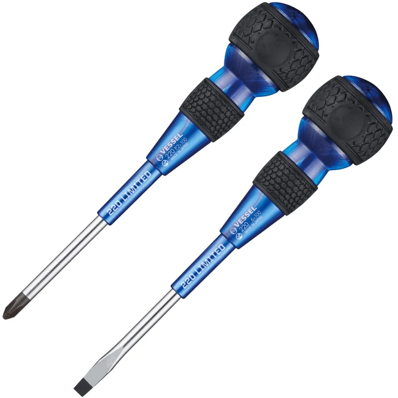 VESSEL 2 Piece Ball Grip Driver Screwdrivers Set for Phillips and Slotted Screws Commemorative Edition Kit NO.220-2PS-PRE