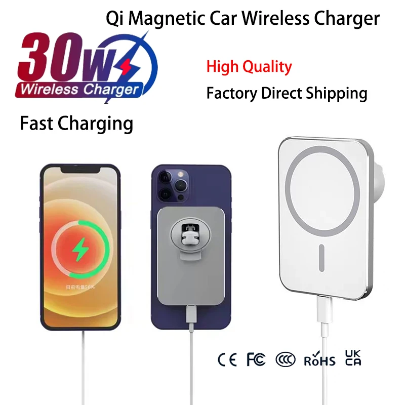 

Автомобильное зарядное устройство Qi2 15 Вт, беспроводное зарядное устройство для мобильного телефона, автомобильное крепление, магнитный держатель для IPhone 17 16 15 14 13 12 Автомобильная зарядка