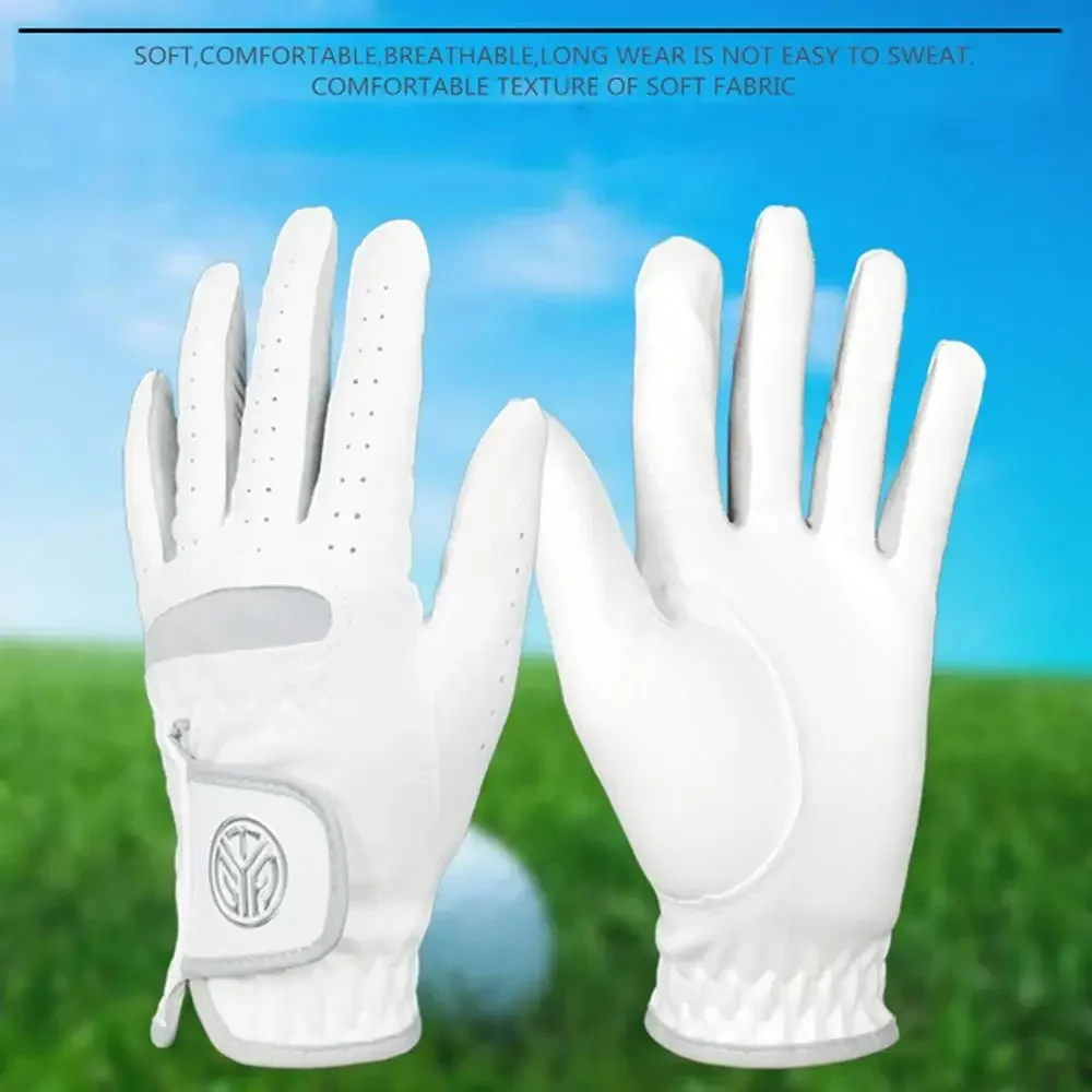 1 Pcs Men\'s Left Hand Golf Glove Right Hand Micro Soft Fiber Breathable Mens Golf Gloves White Color