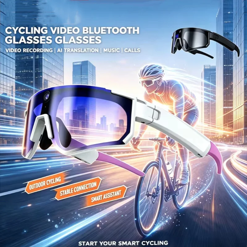 New M95 HD 800W-Pixel Photo and Video Sports AI Glasses with Camera Bluetooth and Sun Protection for Outdoor Cycling