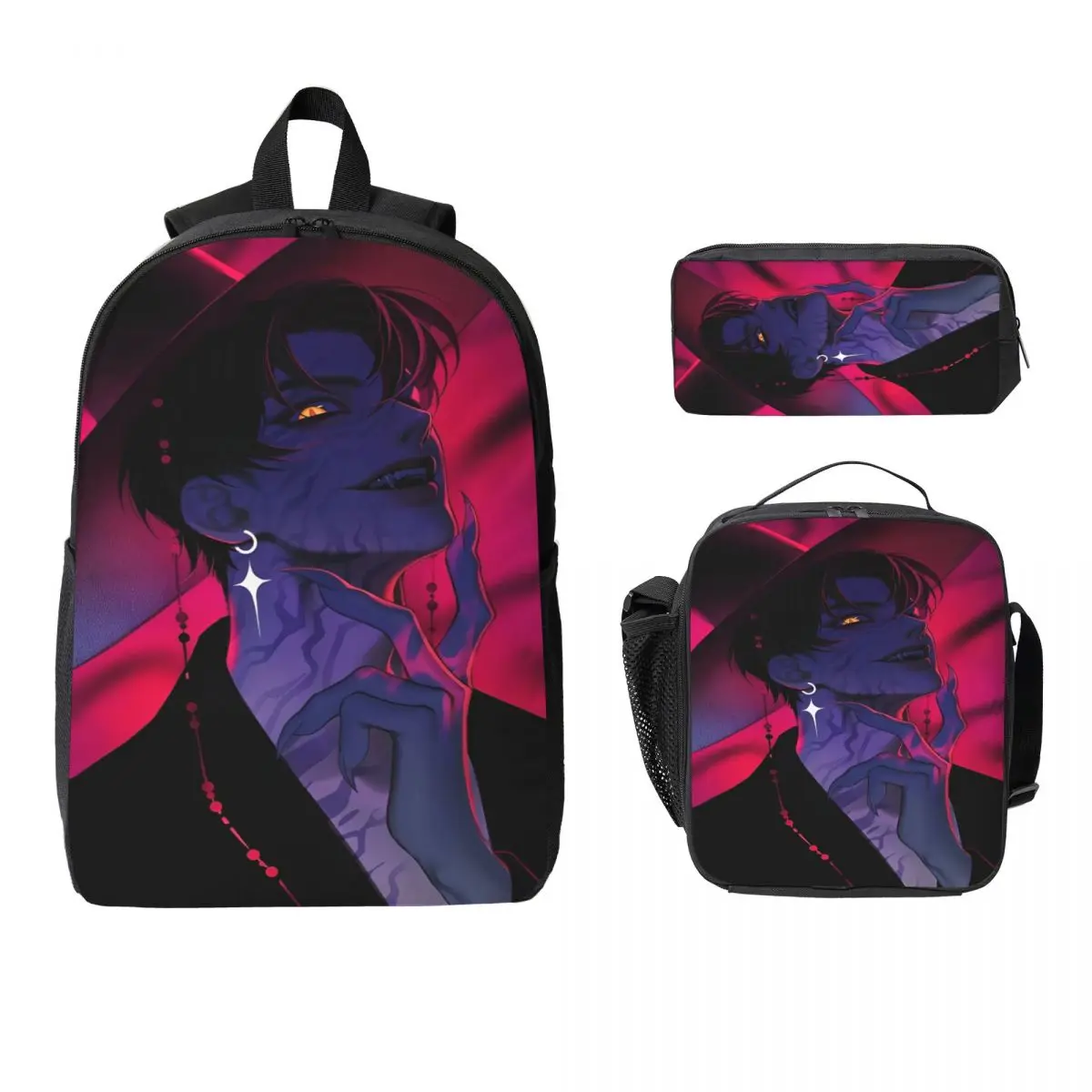 

3Pcs K-pop Demon Hunters Saja Boys Backpack Set for Children Huntrix Pen Bags Bookbag Sets with Lunch Box For Students Knapsack