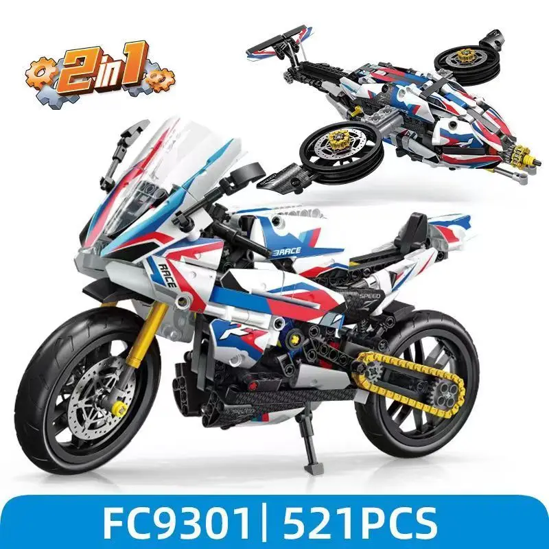 Speed Champions 2 In 1 Racing Moto 1:8 Motorcycles Building Blocks Sets DIY Classic Motorbike Model Brick Childrens Toys Gifts