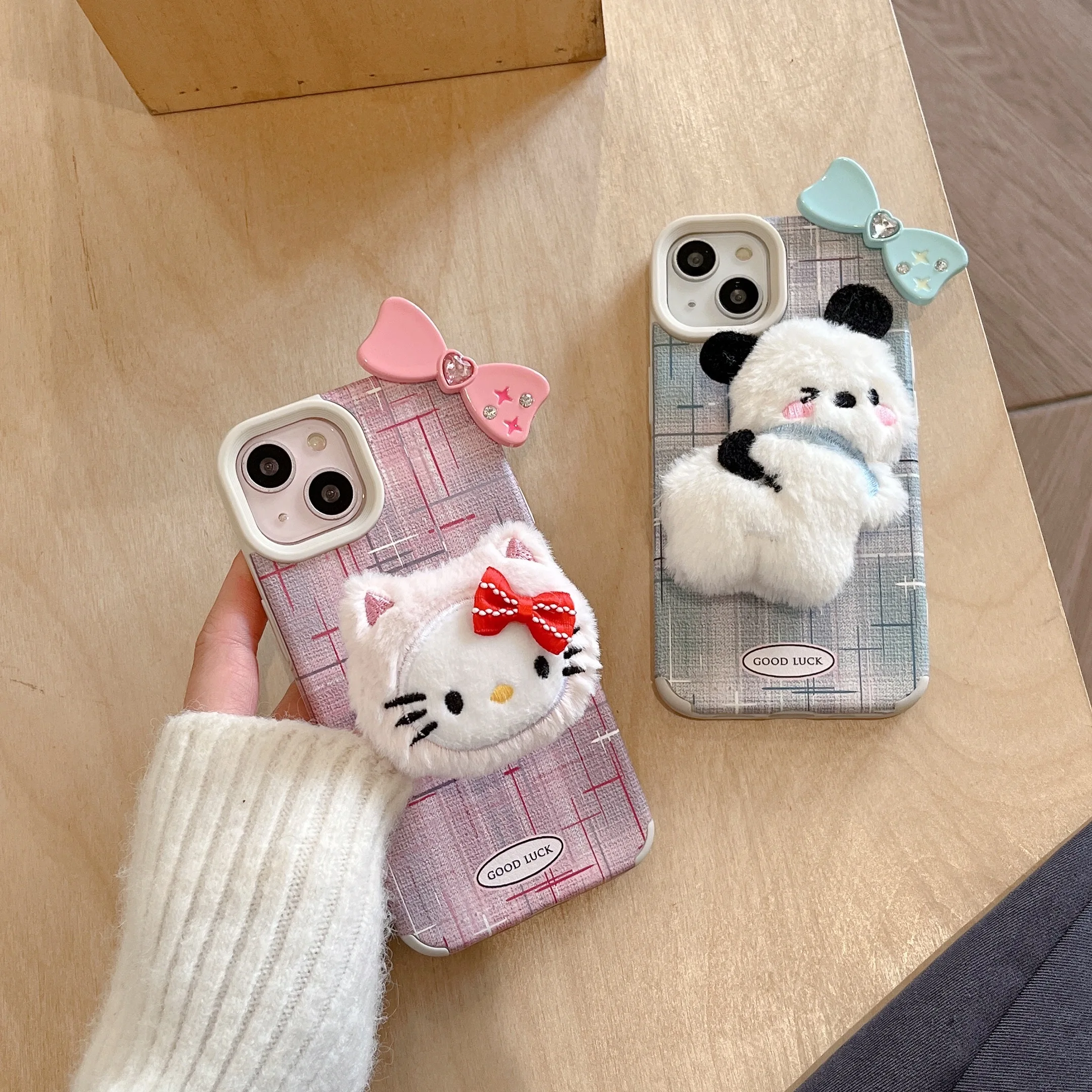 Trapezoidal veneer 3D plush doll pattern For iphone 15Promax 15Pro 15 14 14Promax 14Pro 13 13Promax 12Promax 12Pro 11 Soft Shell