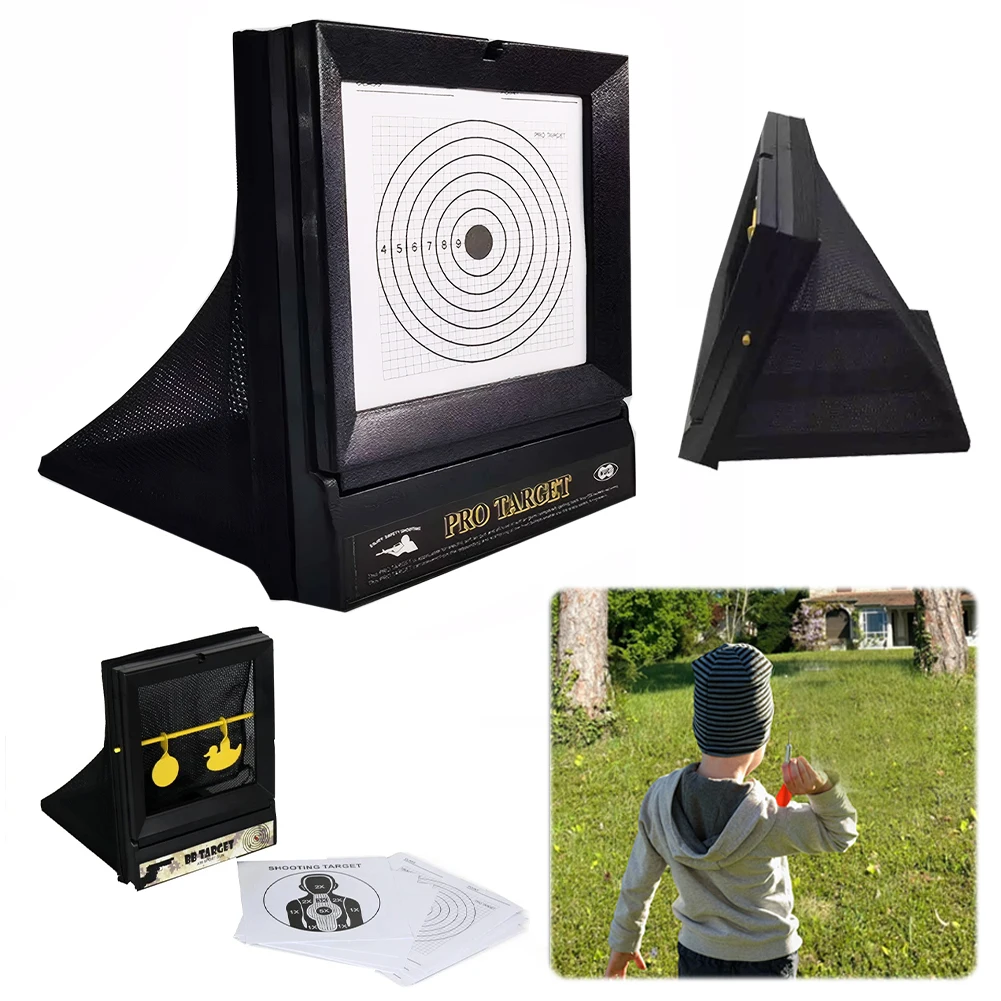 Airsoft Targets with 10pcs Paper Target Shooting Targets Portable Gun Targets Pellet Trap for Backyard Shooting Practice