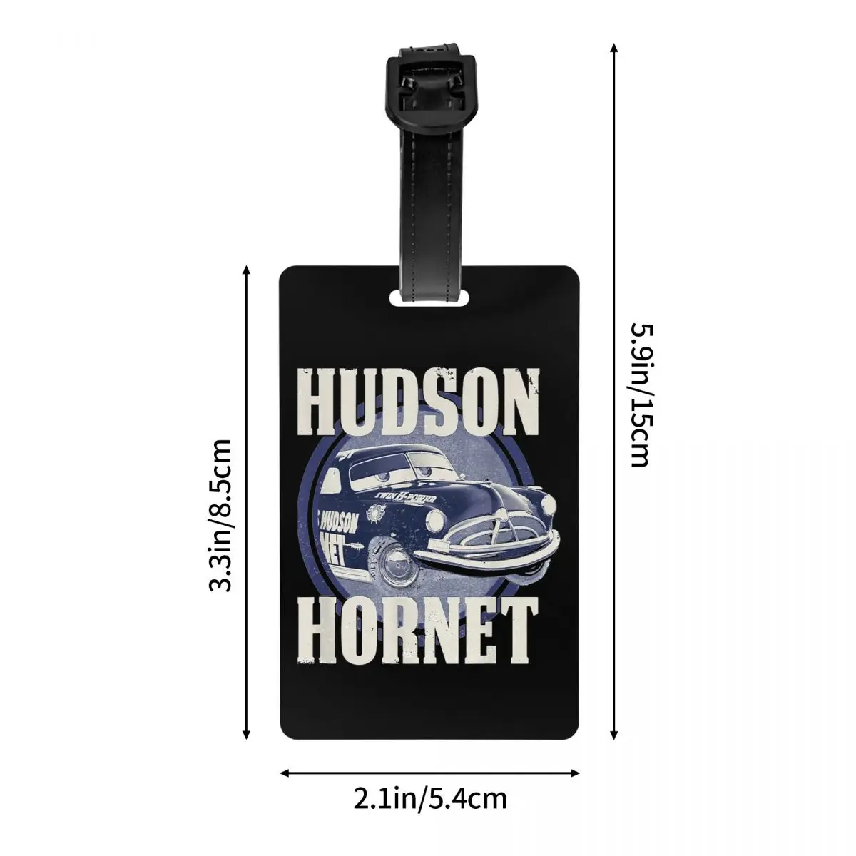 Hudson Hornet-Porte-étiquette de bagage pour femme, porte-étiquette McQueen, adresse d'identification de bagage de voiture, cadeau d'étiquette de bagage, pluie de voyage