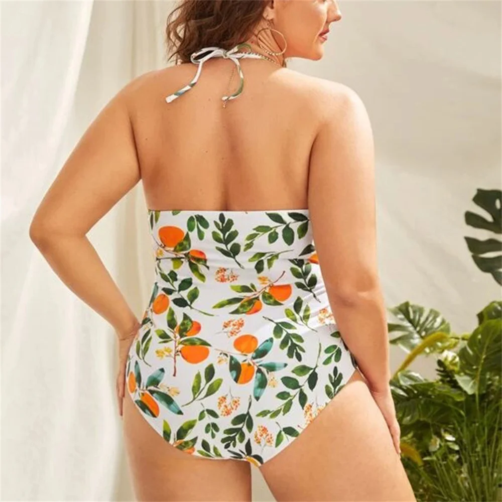 Bañador de una pieza para mujer, Slim fit, estampado de talla grande, ocio, vacaciones, playa, verano, 1610, 2021