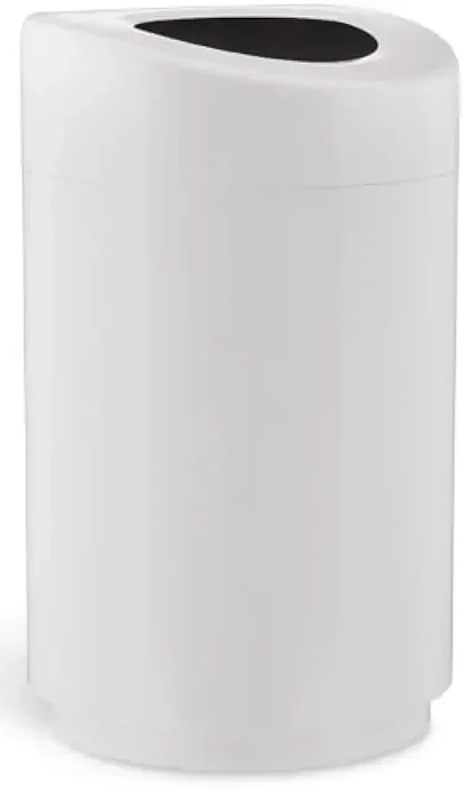 Safco Open-Top Modern Trash Can, Durable and Puncture-Resistant Stainless Steel, White 30 Gallon