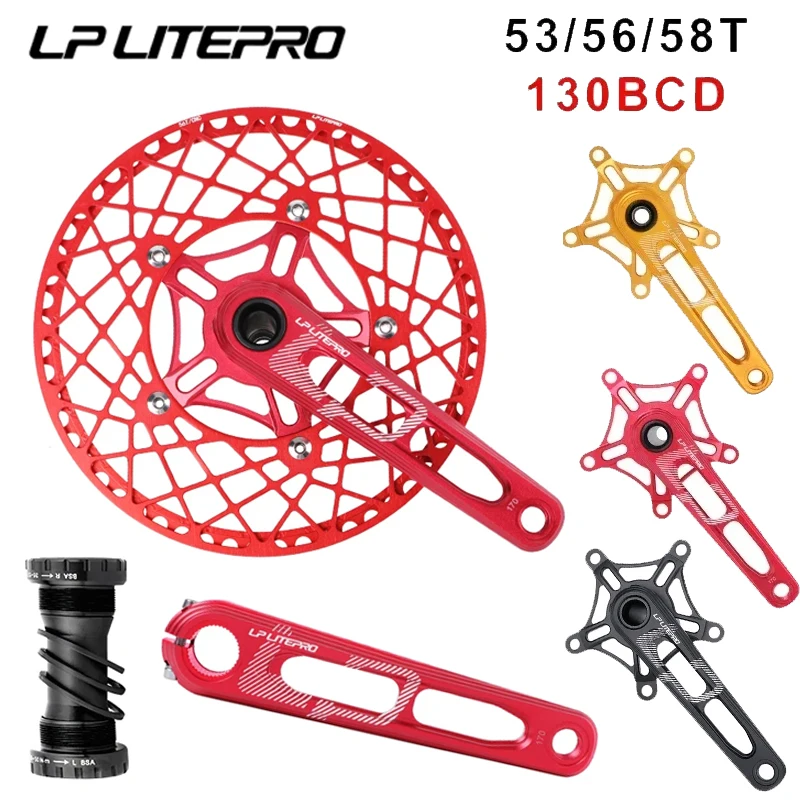 

Полый шатун с ЧПУ Litepro 170 мм | Складной велосипедный шатун из алюминиевого сплава с одной звездочкой 130BCD (53/56/58T) для шоссейных и MTB