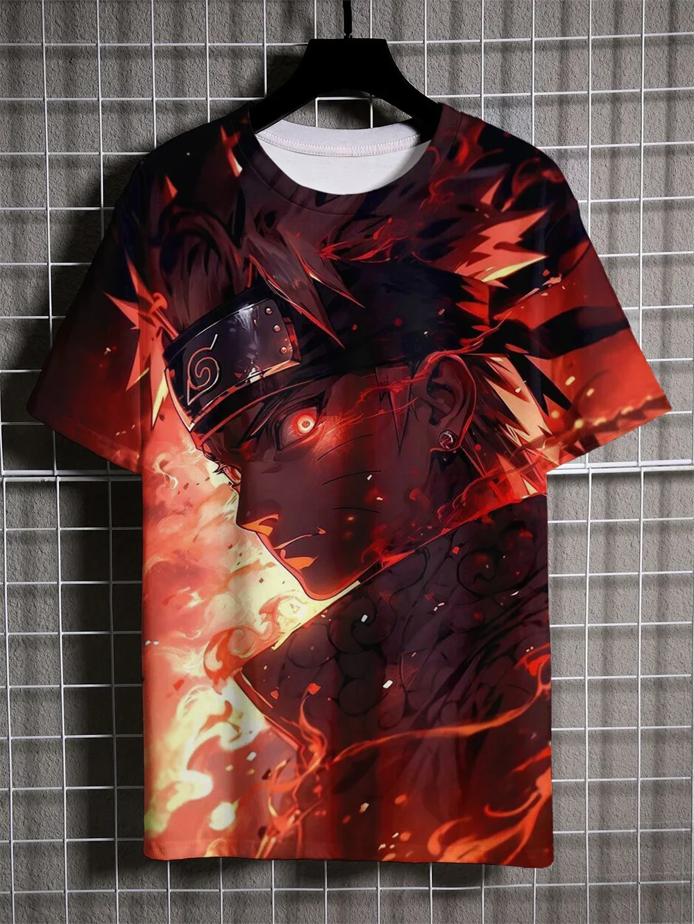 

2025 New Fashion Anime Men's Short Sleeve 3D Printed Naruto Pattern Sports Street Hip-Hop Style Casual Oversized Men's T-Shirt