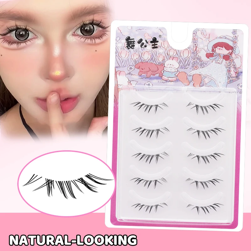 DINGSEN 5 Paar falsche Wimpern im natürlichen Look, Anime, koreanisch, japanisch, asiatisch, Cosplay, Cartoon-Augen, Manga-Wimpern, 3D-natürliche Wimpern – Detail 5